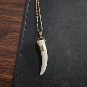 Stella & Dot Snake Necklace Gold Tone Horn Tusk Statement Long